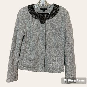 Lafayette 148 New York Metallic Tweed Embellished Jacket Size 6 !